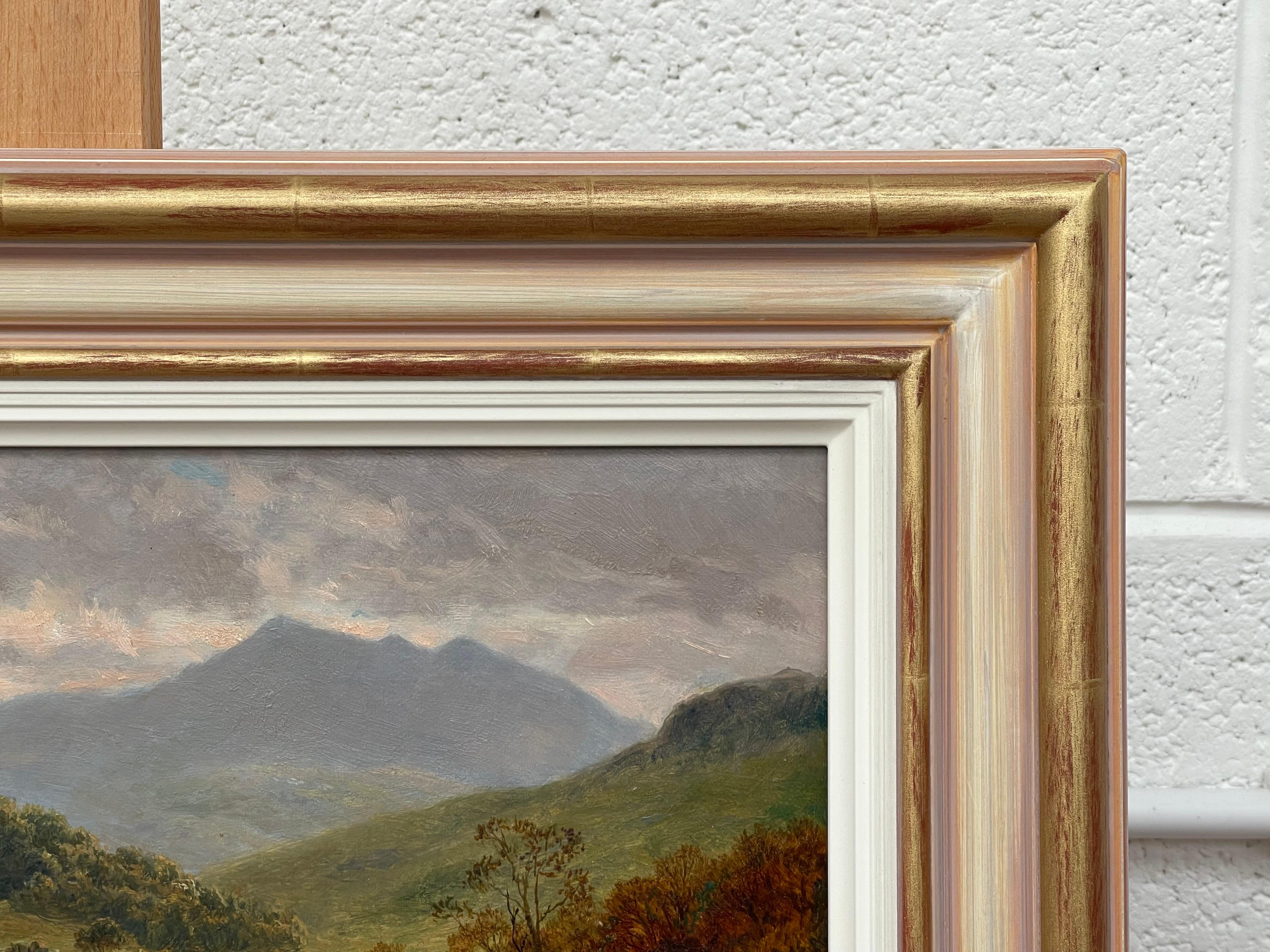 Oil Painting of Welsh Hamlet with Snowdon in the distance by 19th Century Artist For Sale 9