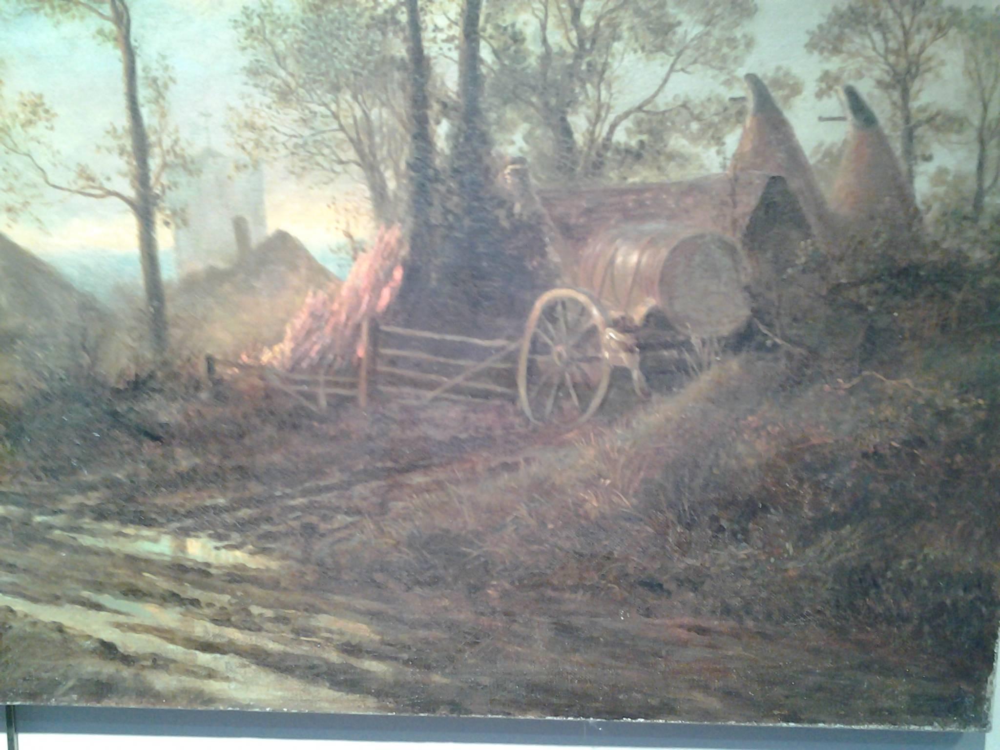 Plough Horse  team at dusk - Gray Landscape Painting by Robert Gallon