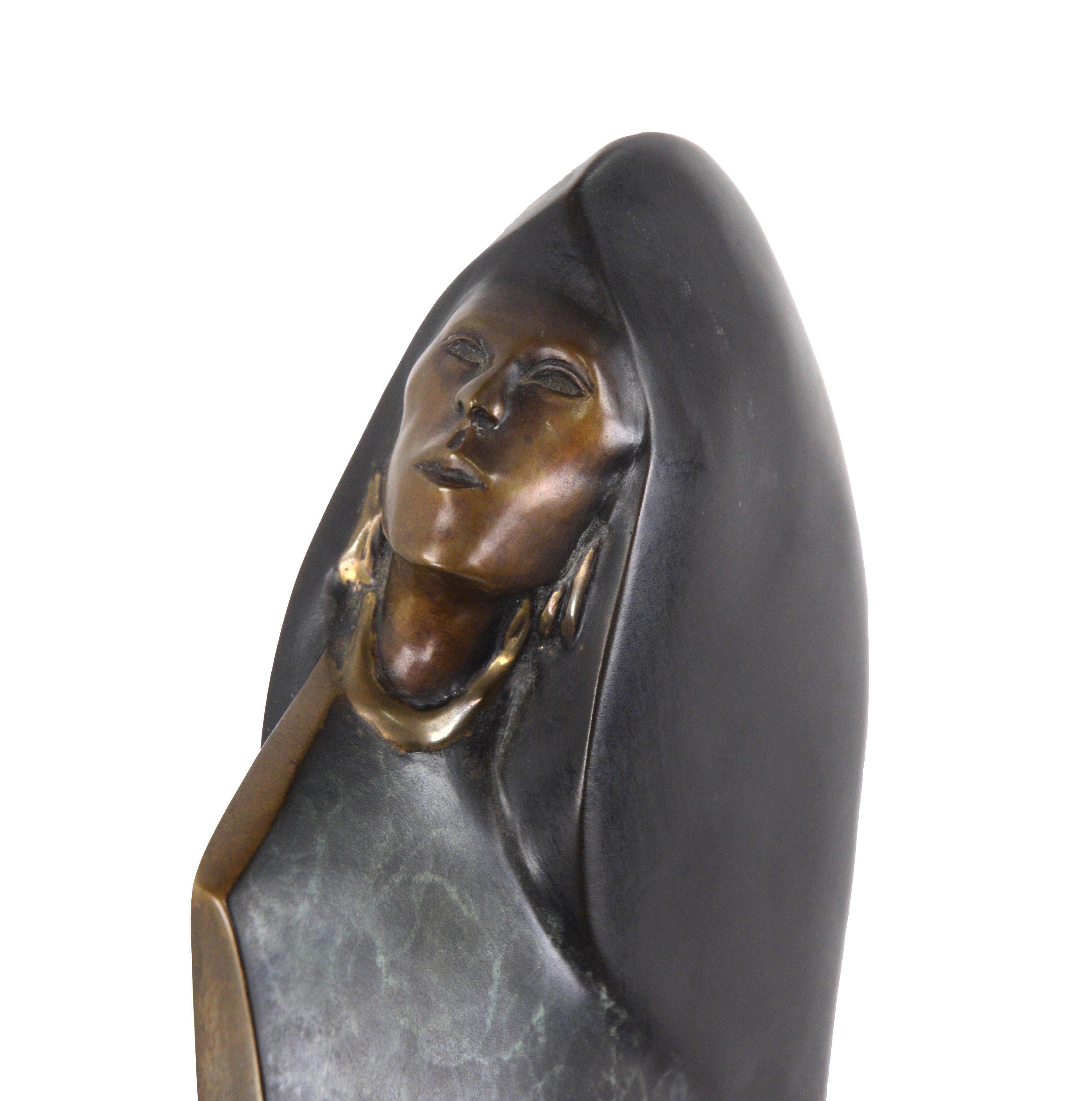 Looking up to the Sky - Female Figurative Sculpture - Gold Abstract Sculpture by Robert Garcia