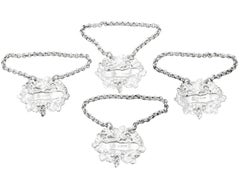 Antique Sterling Silver Robert Garrard II Wine Bottle Labels / Tickets