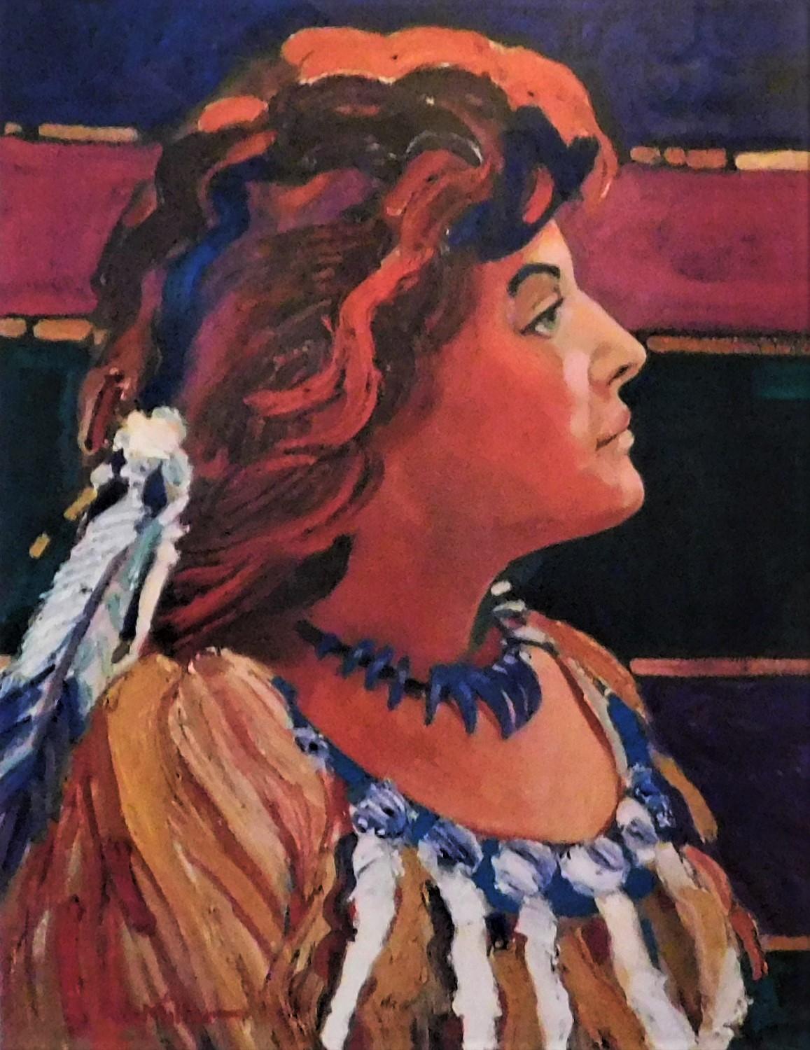 Amérindien Lithographie originale de l'artiste amérindien Robert Gary Miller intitulée « Pauline » en vente