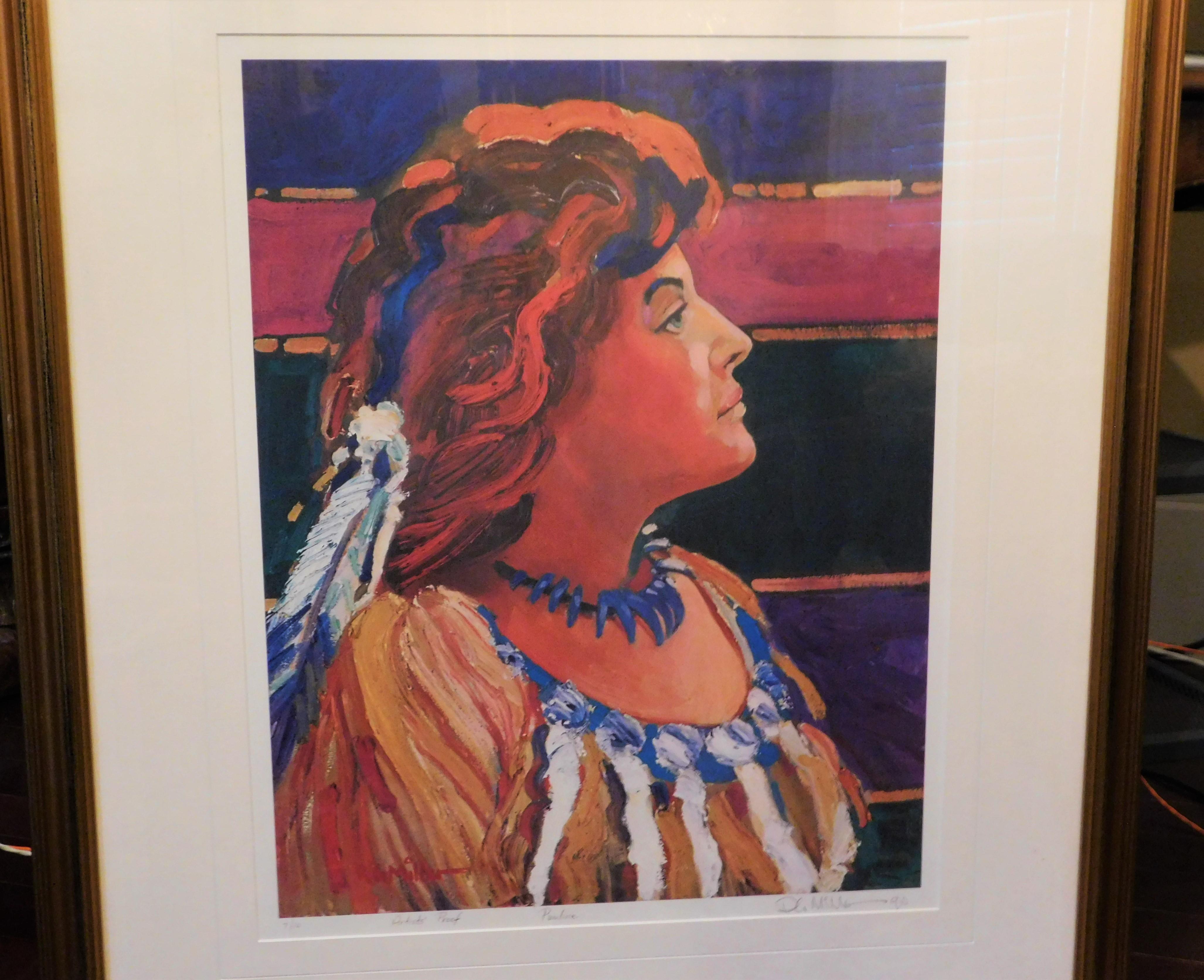 Fin du 20e siècle Lithographie originale de l'artiste amérindien Robert Gary Miller intitulée « Pauline » en vente
