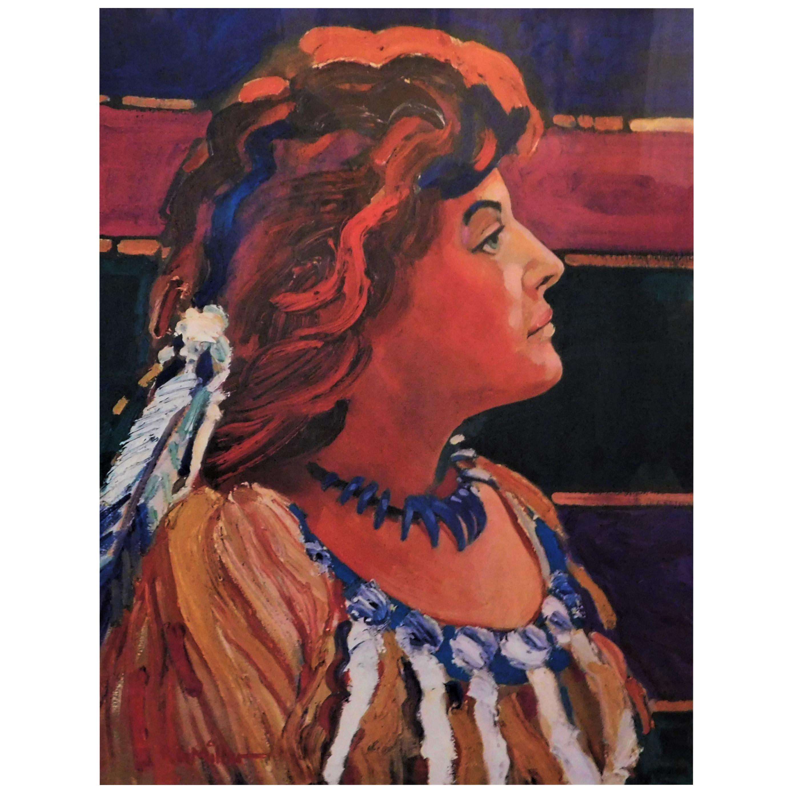 Lithographie originale de l'artiste amérindien Robert Gary Miller intitulée « Pauline » en vente