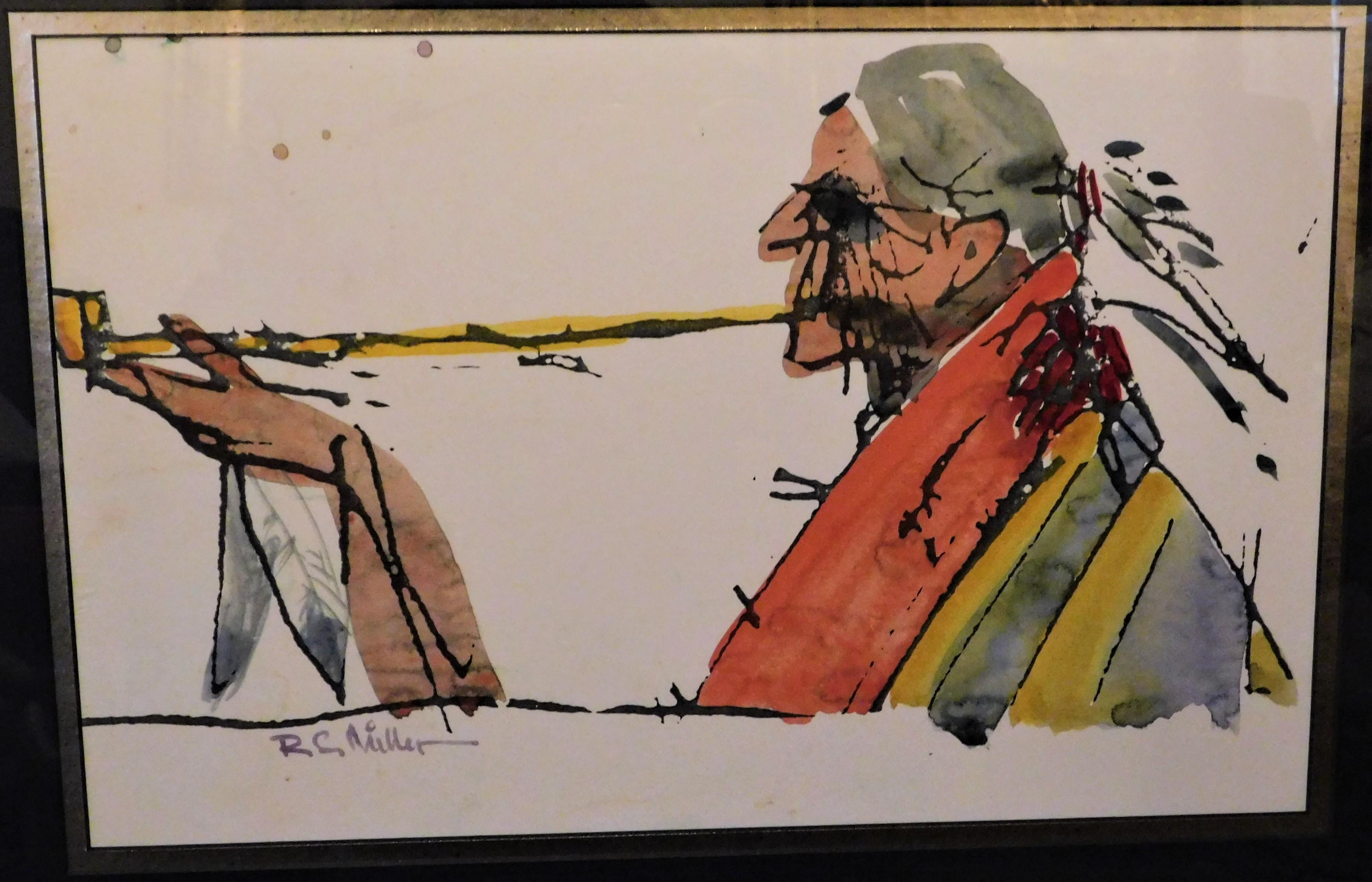 Robert Gary Miller Native American Original Signed Watercolour Canada 1