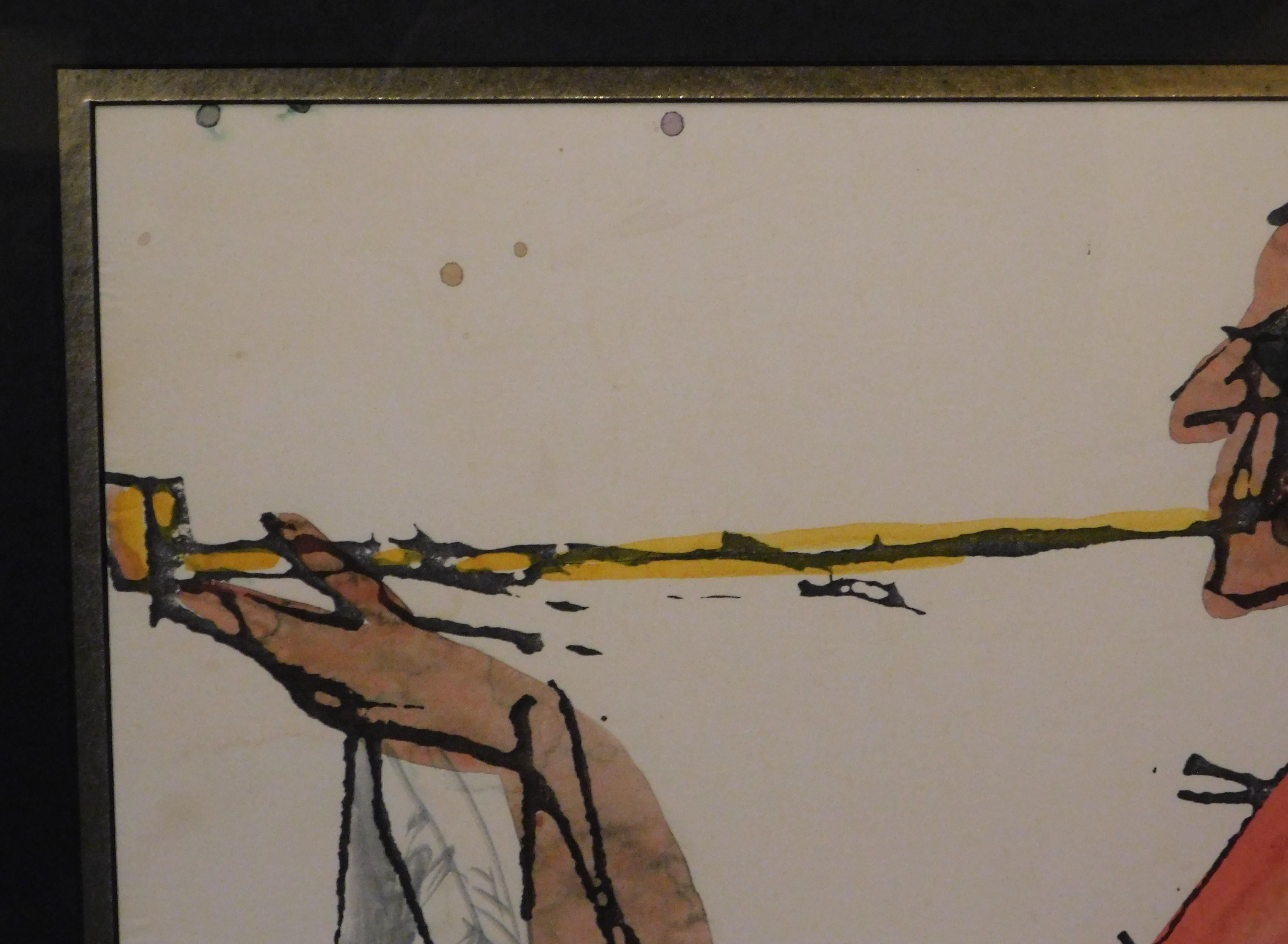Robert Gary Miller Native American Original Signed Watercolour Canada In Good Condition In Hamilton, Ontario