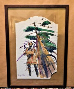 Robert Gary Miller Native American Signed Watercolor "Sacred Pine Tree", Canada