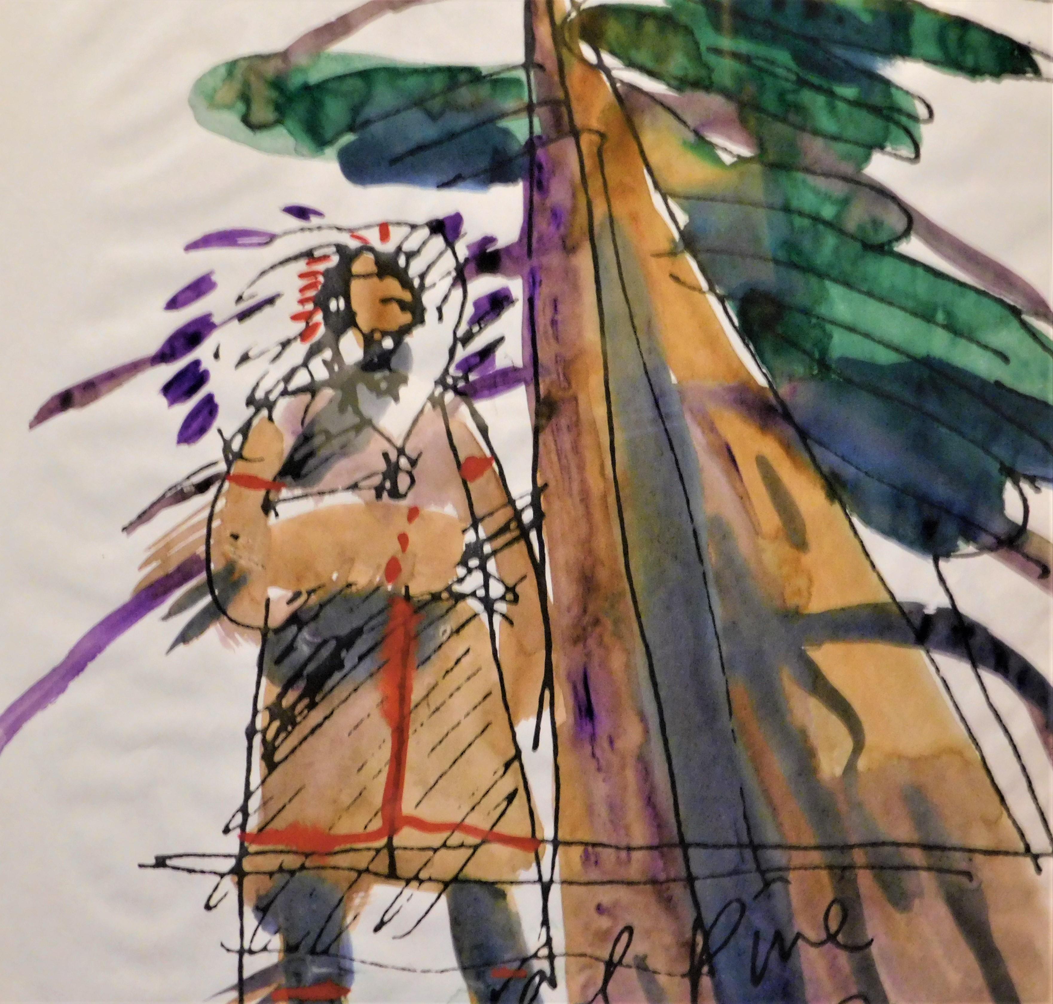Robert Gary Miller Native American Signed Watercolor 