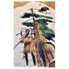 Robert Gary Miller Native American Signed Watercolor "Sacred Pine Tree", Canada