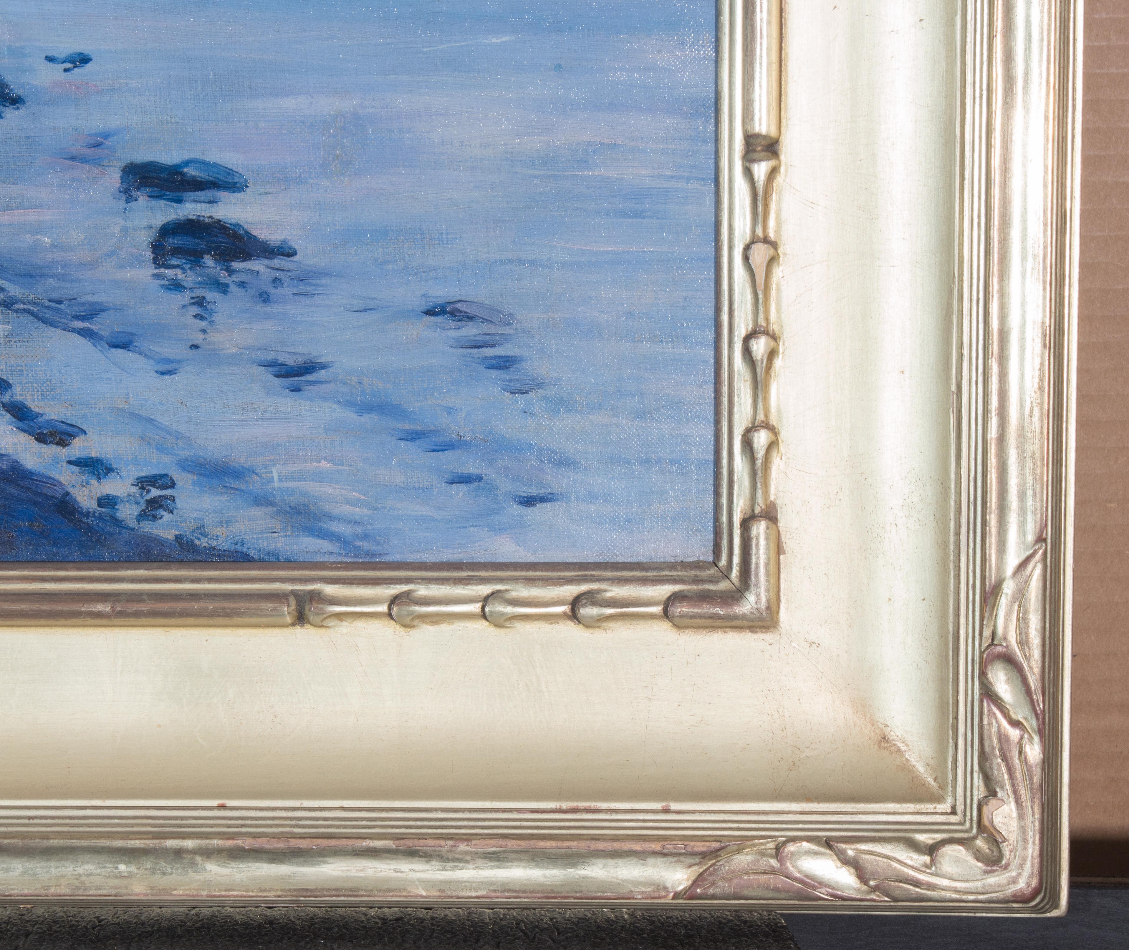 Robert D. Gauley
(Amerikaner, geboren in Irland, 1875-1943)
Comer See, bei Menaggio, 1892
Öl auf Leinwand, 18 1/4 x 28 1/4 Zoll
GERAHMT: 25 3/4 x 35 Zoll

Signiert und datiert unten links: 
