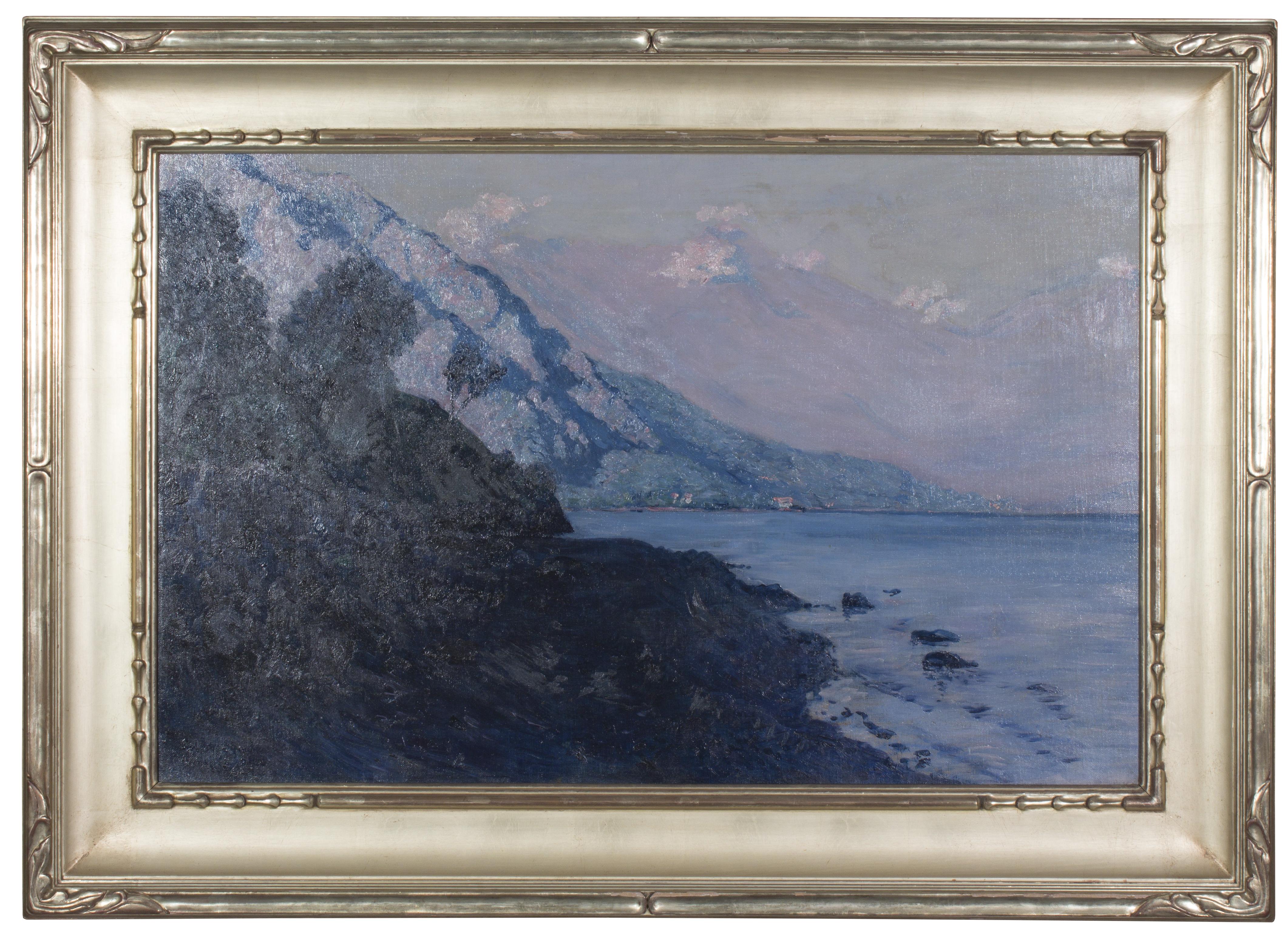 Robert Gauley Landscape Painting - Lake Como Italy, Near Menaggio - oil painting by Irish American Artist Gauley