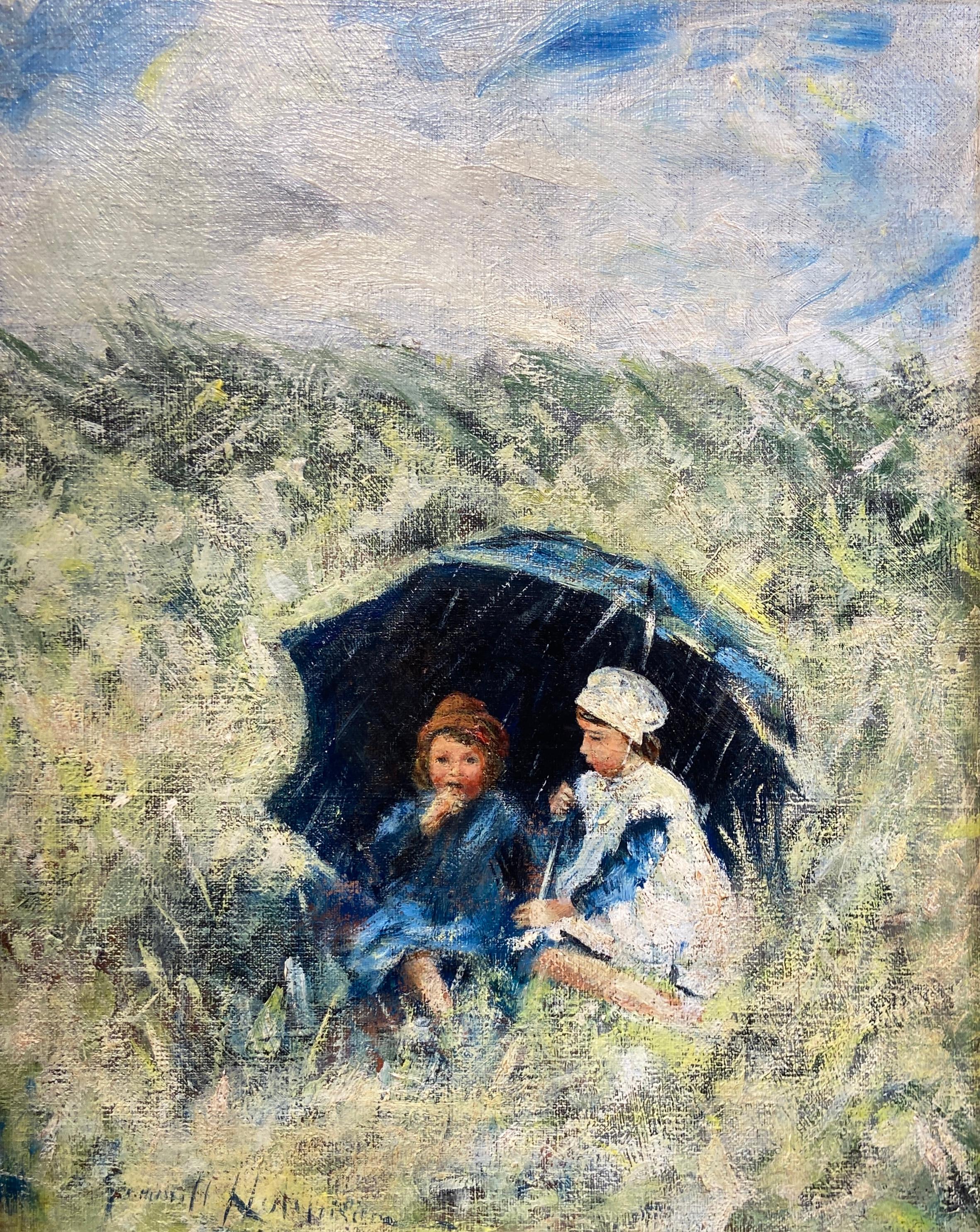 Robert Gemmell Hutchison Landscape Painting - A Summer Shower, Oil on Canvas, English School, Signed Landscape