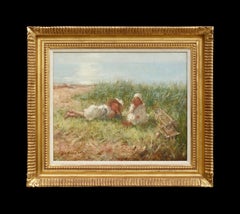 Between Us Impressionist Landscape & Figurative painting of two girls, beach