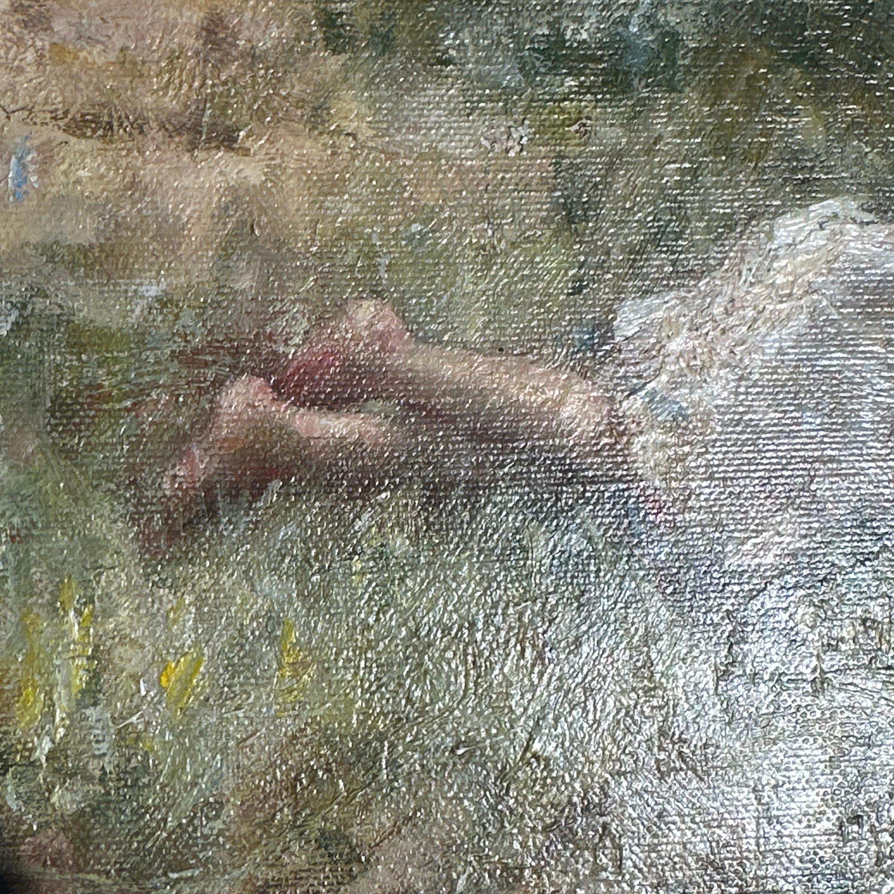 Zwischen uns Impressionistische Landschaft & Figuratives Gemälde von zwei Mädchen, Strand im Angebot 1