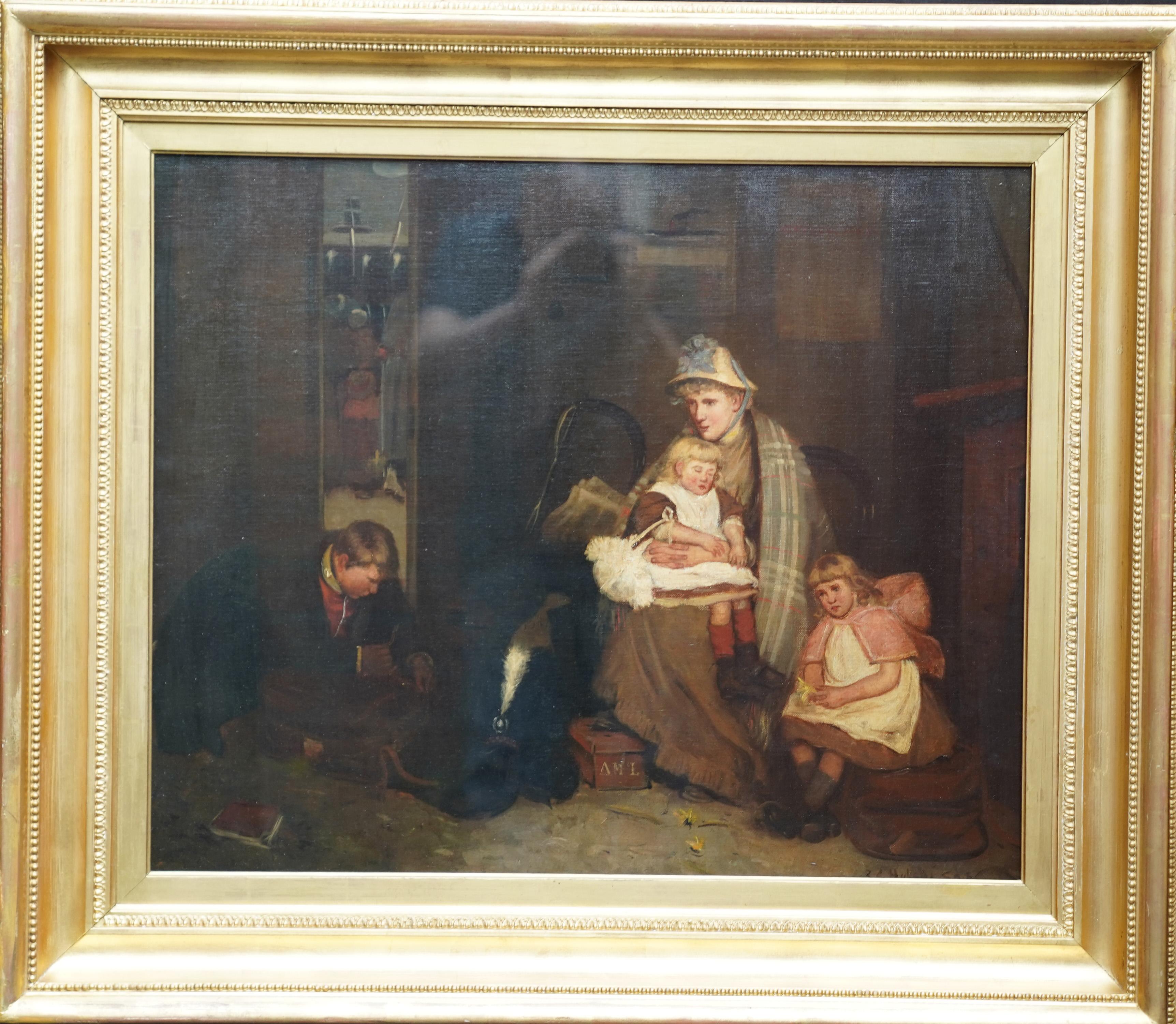 The Soldier's Farewell - Scottish Victorian art Interior portrait oil painting For Sale 7