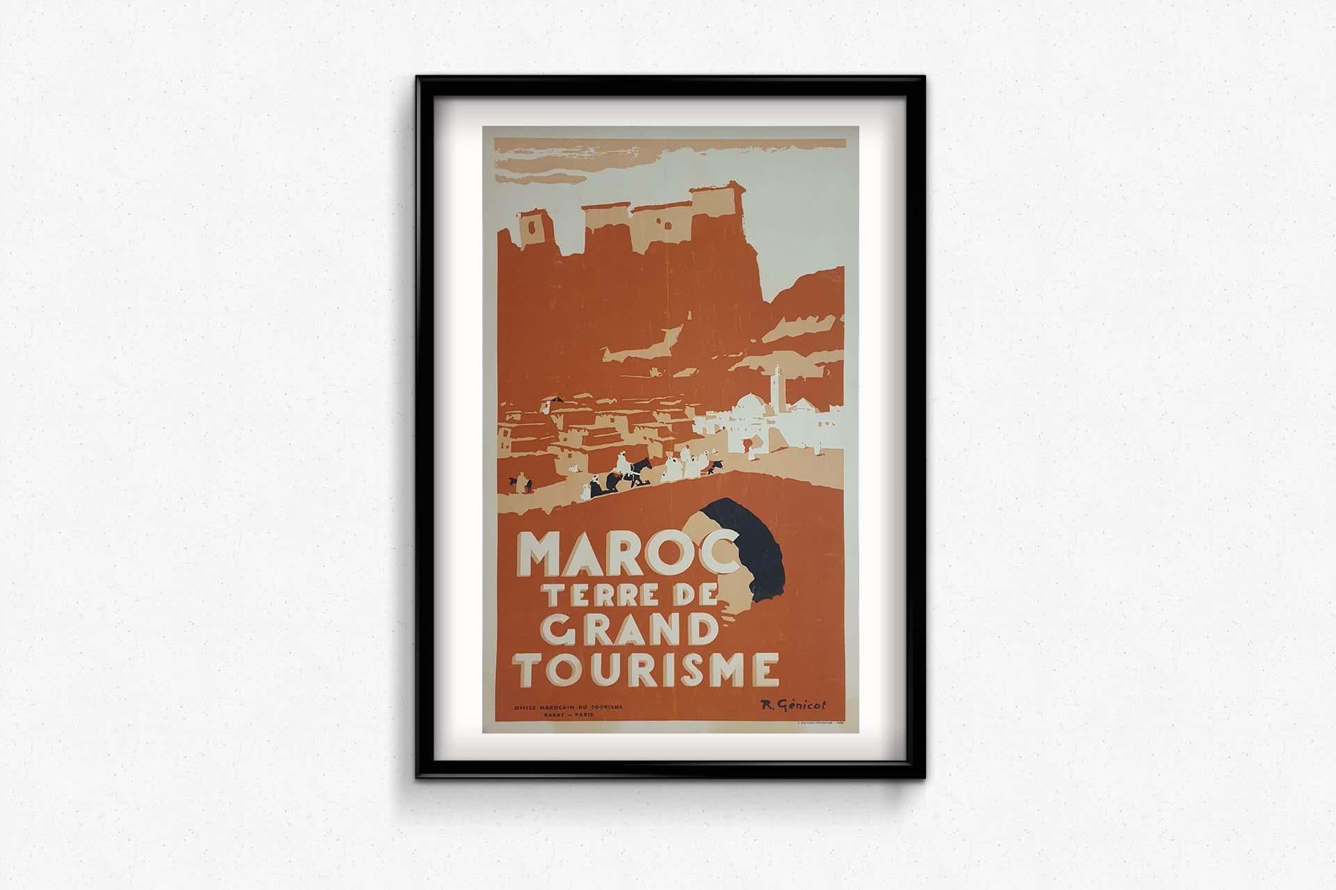 1940 Affiche originale de Robert Génicot - Le Maroc, terre de grand tourisme en vente 2