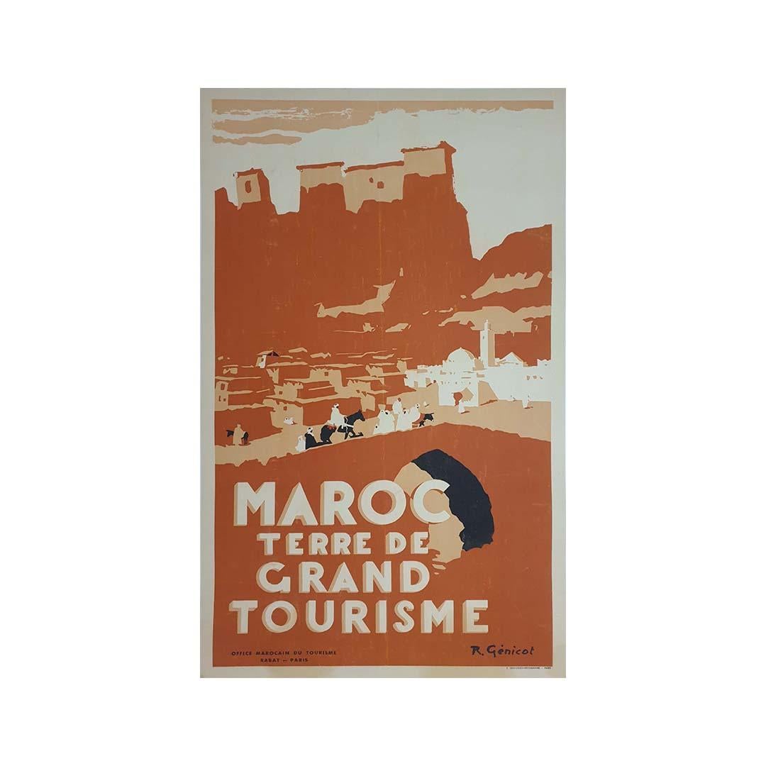 1940 Affiche originale de Robert Génicot - Le Maroc, terre de grand tourisme - Print de Robert Genicot