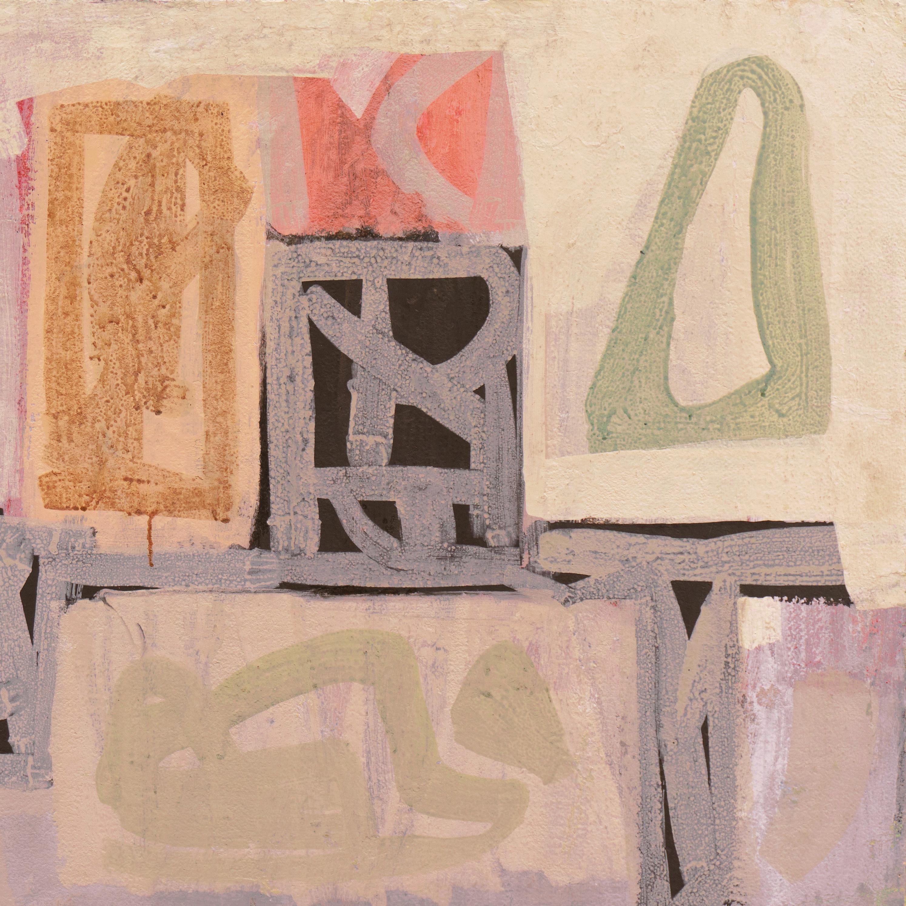 'Forms in Charcoal and Jade', San Francisco Bay Area Abstraction, SFMFA, CWS - Beige Abstract Painting by Robert George Gilberg