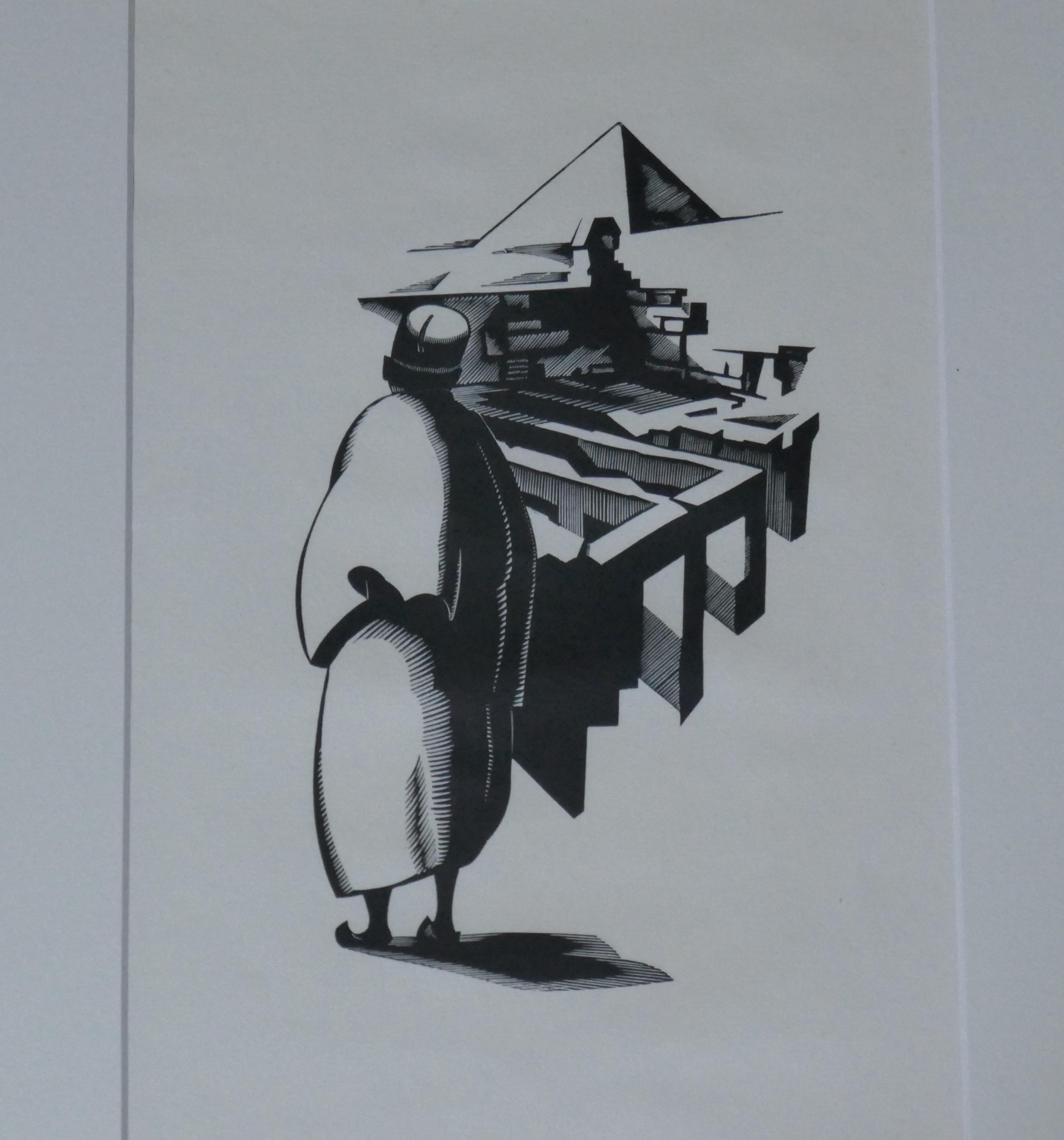 Eine Eidechse und ein Sphinx! (Moderne), Print, von Robert Gibbings 
