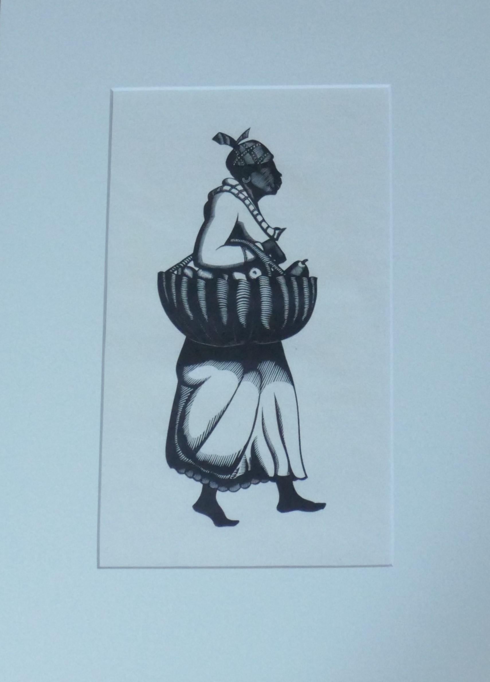 Robert Gibbings  Figurative Print - Going to Market, Jamaica