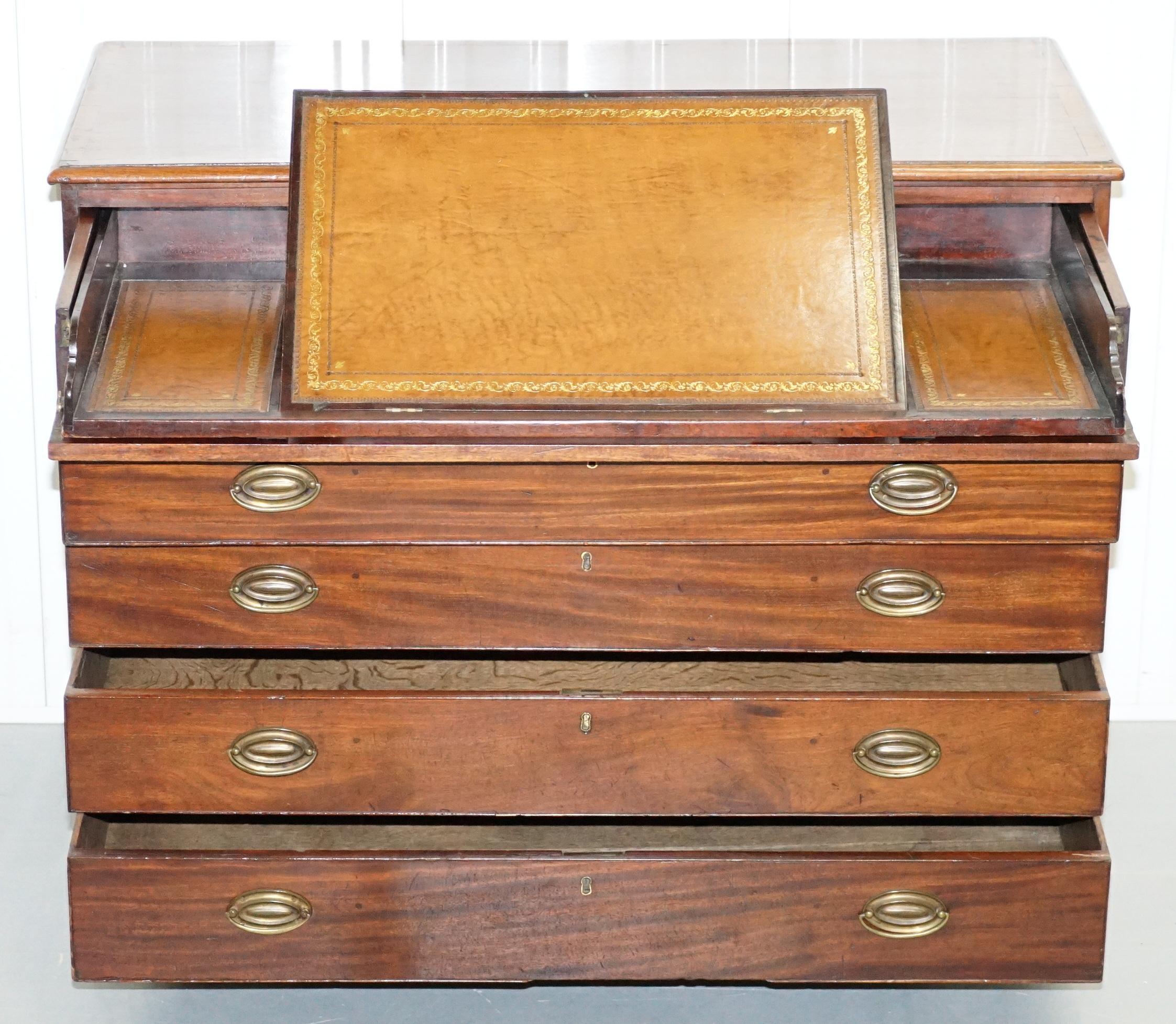 Bibliothèque à écrire en bois dur Robert Gillows II de 1790  Commode à tiroirs peinte en cuir Bon état - En vente à West Sussex, Pulborough