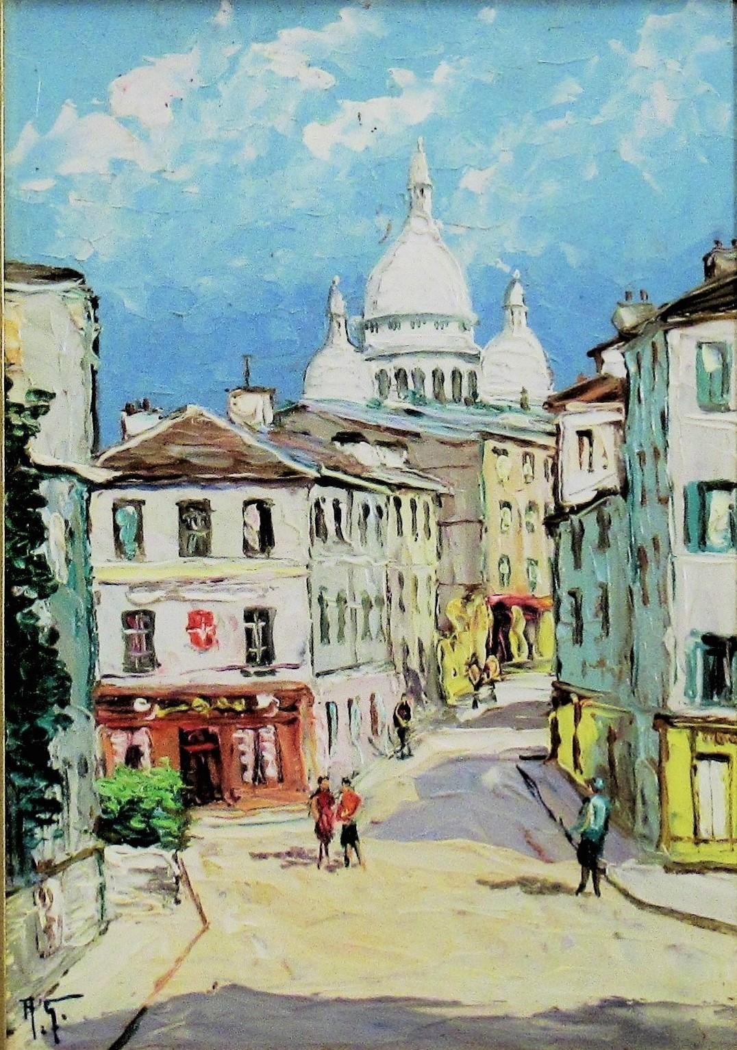 Paris, le Sacre Coeur, Rue Norvin - Painting by Robert Giovani