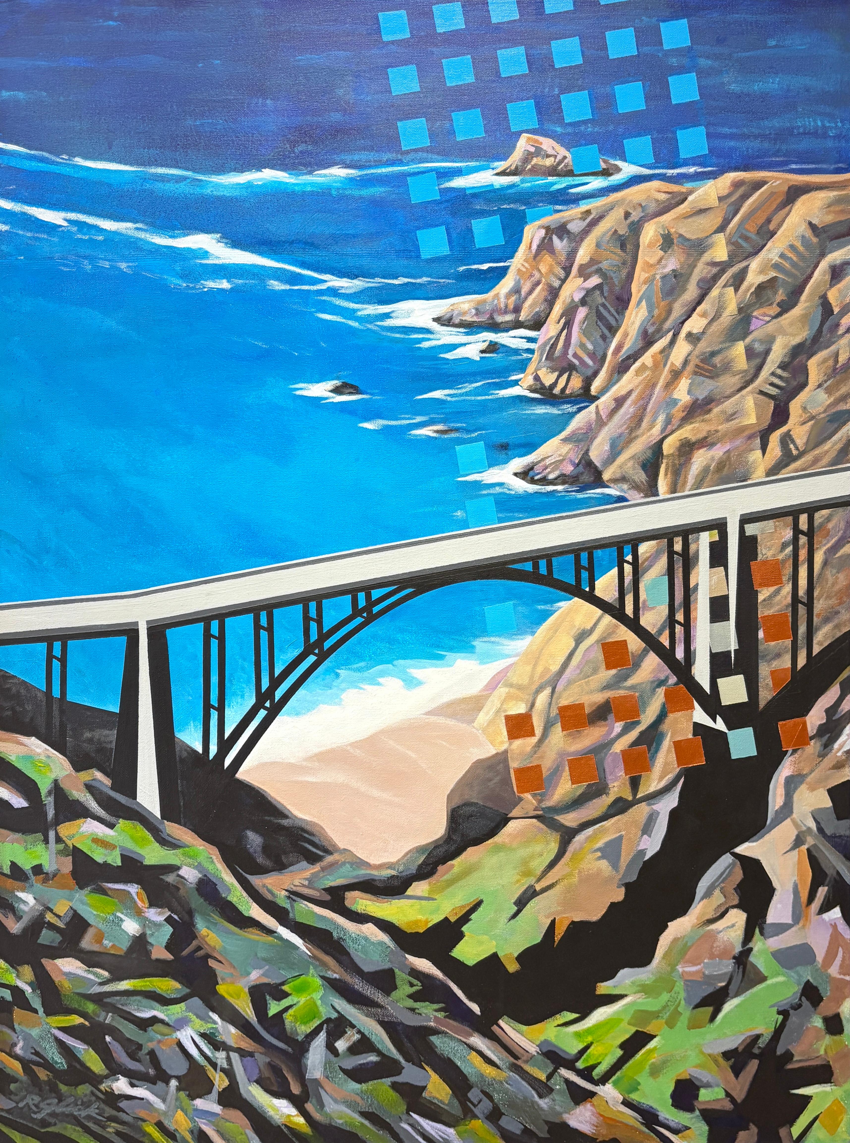 "Bixby Re-Visited" Geometric Abstract Seascape, Big Sur California Cliffs, 2026