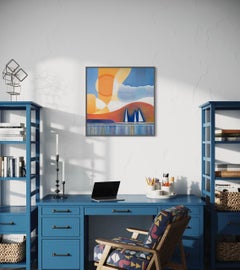 'By the Bay' - Shoreline Series - Vibrant Geometric Seascape with Boats