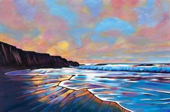 "Coastal Colors" by Robert Glick - Stunning Large Geometric Sunset Seascape