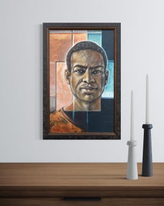 "Deja Vu" - Small Contemporary Geometric Portrait - Portrait of a Black Man