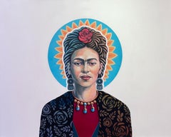 Retrato de un artista" de Robert Glick - Retrato vibrante de Frida Kahlo