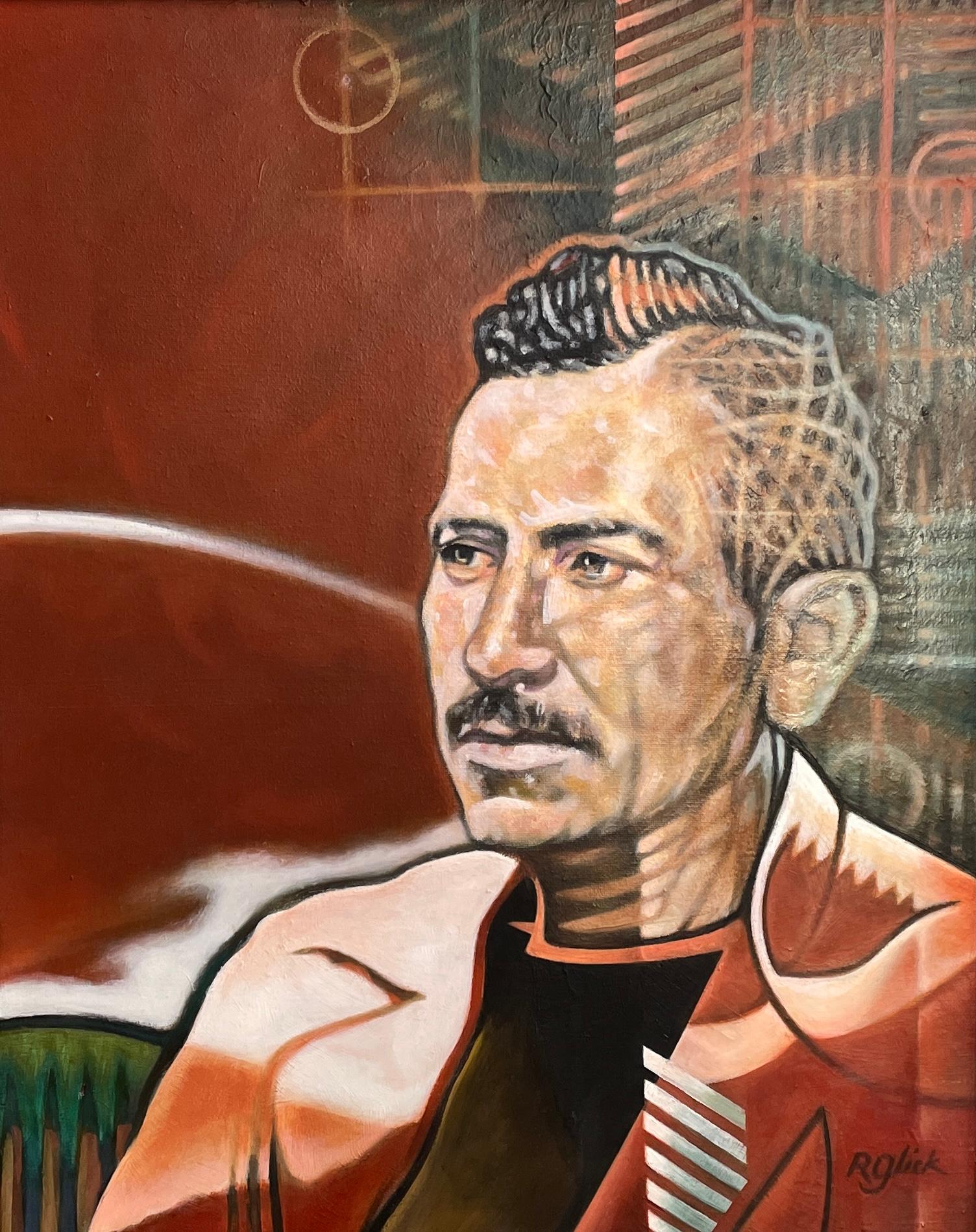 'Steinbeck Re-Visited' - Portrait of John Steinbeck - Geometric Portrait - Painting by Robert Glick