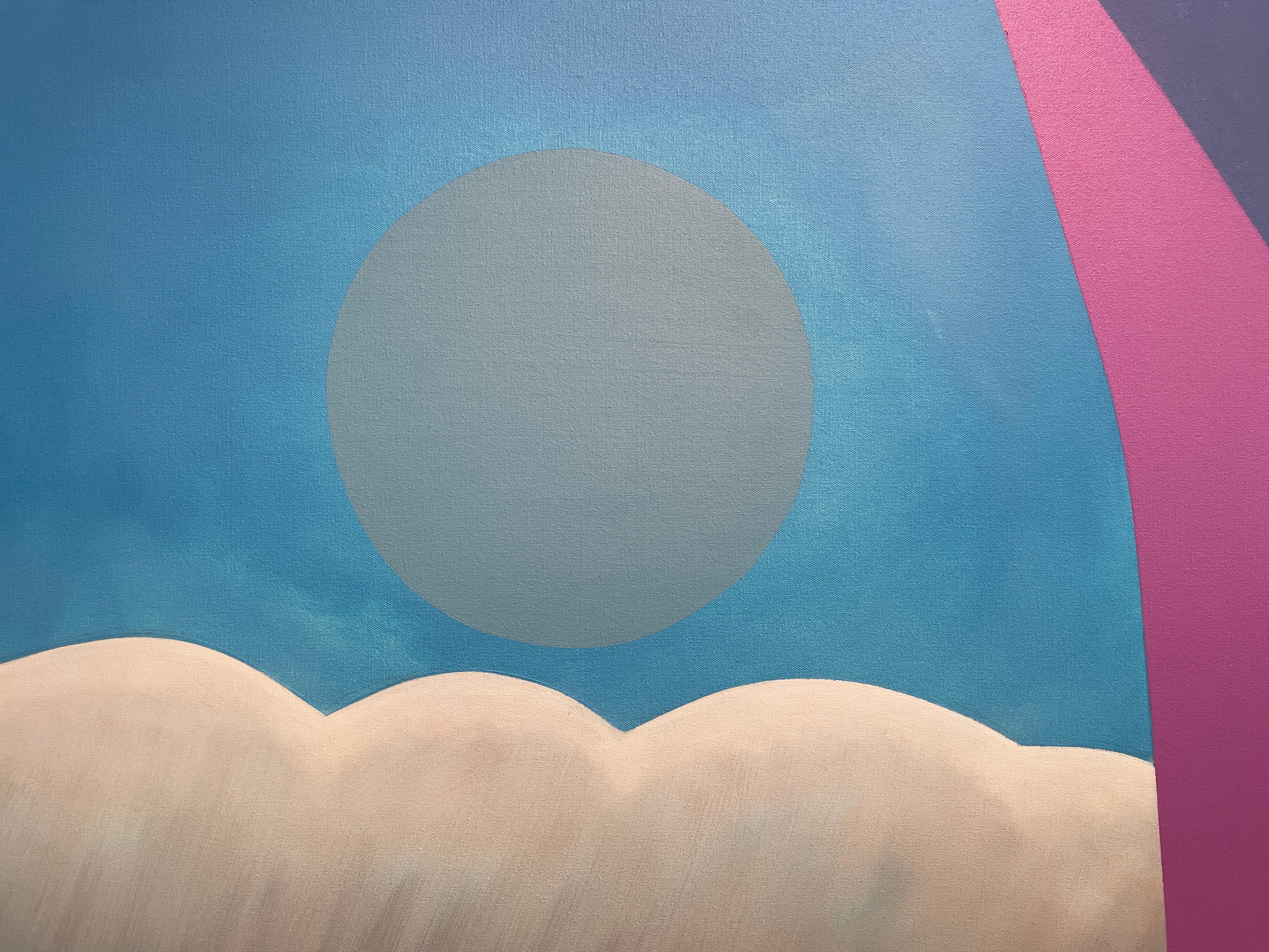 Summer' par Robert Theck - Grand paysage marin vibrant - Peinture cubiste d'analyste - Moderne Painting par Robert Glick
