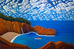 "The Cove" di Robert Glick - Grande paesaggio marino geometrico e vivace - Arte contemporanea