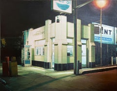 "Mott's Grill," Robert Gniewek, Photorealism Hamburger Diner Nocturne