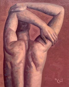 Anatomy Lesson No. 37 (Figurative Painting of Posing Male Nude On Burnt Sienna)