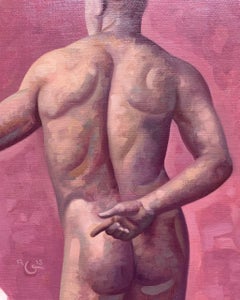 Anatomy Lesson Nr. 43: Figuratives Gemälde eines nackten männlichen Modells mit athletischem Rücken
