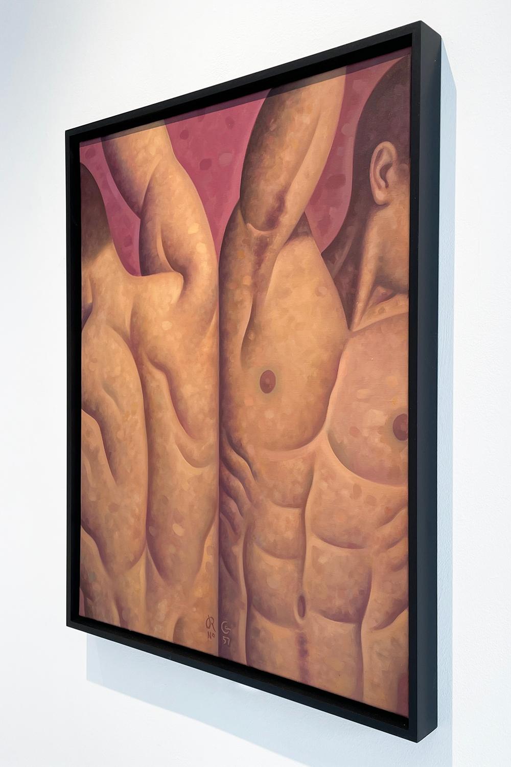 Anatomy Lesson No. 57 (Figurative Painting of Two Male Nude Models, Framed) 2