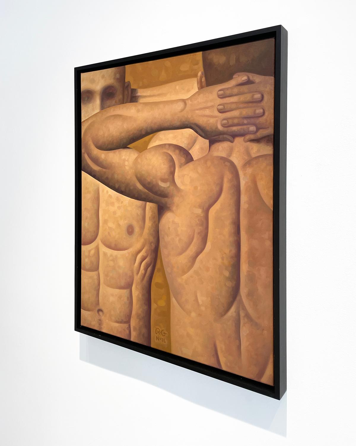 Anatomy Lesson No. 76 (Figurative Painting of Two Male Nude Models, Framed) 2