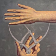 Anatomy Lesson, Segment 4 (Figurative Painting of Hand Measured with Calipers)