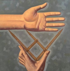 Lezione di anatomia, segmento 8 (Pittura a olio moderna della mano misurata con un calibro)
