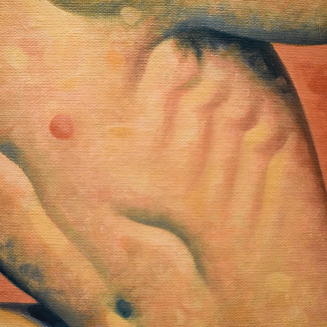 Anatomy No. 45 (Figurative Painting of Male Nude on Blood Orange) 1