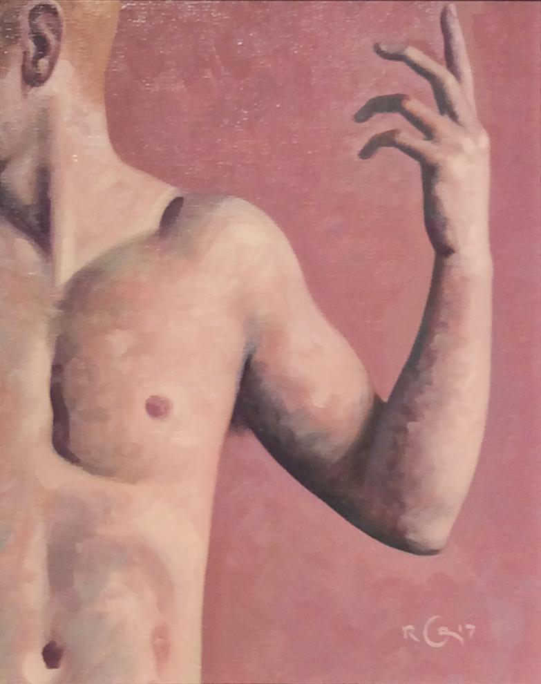 Robert Goldstrom Figurative Painting - Anatomy Study 1 (Modern Figurative Oil Painting Detail of Nude Male, Framed)