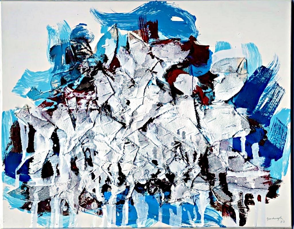 Peinture sur toile Collage III (signée et inscrite à un collègue artiste et conservateur) - Mixed Media Art de Robert Goodnough