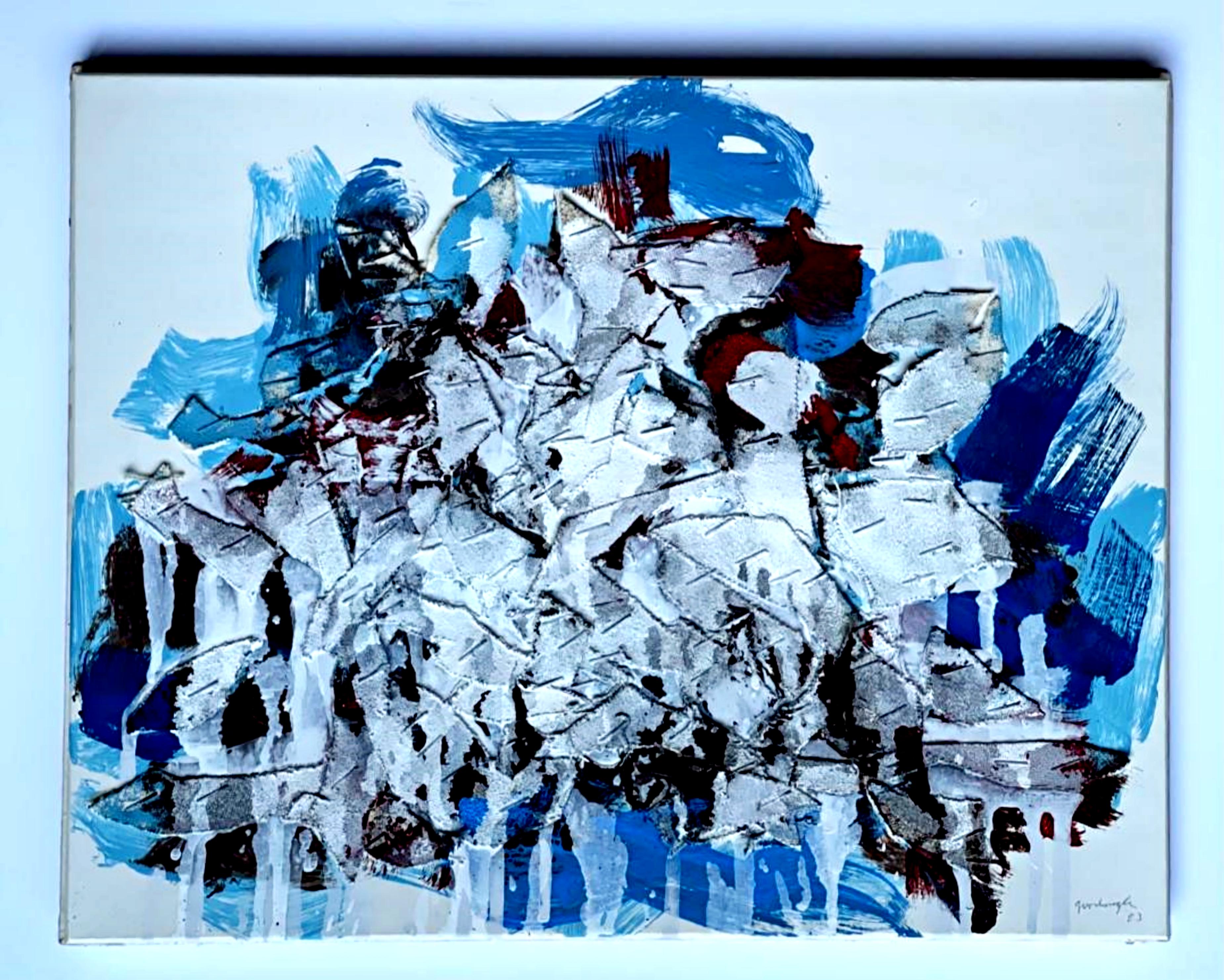 Pintura sobre lienzo collage III (firmada e inscrita a un colega artista y comisario) - Painting Expresionismo abstracto de Robert Goodnough