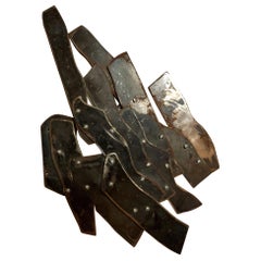 Vintage Abstract Expressionist Patinated Metal Assemblage Sculpture Steel, Nuts, Bolts