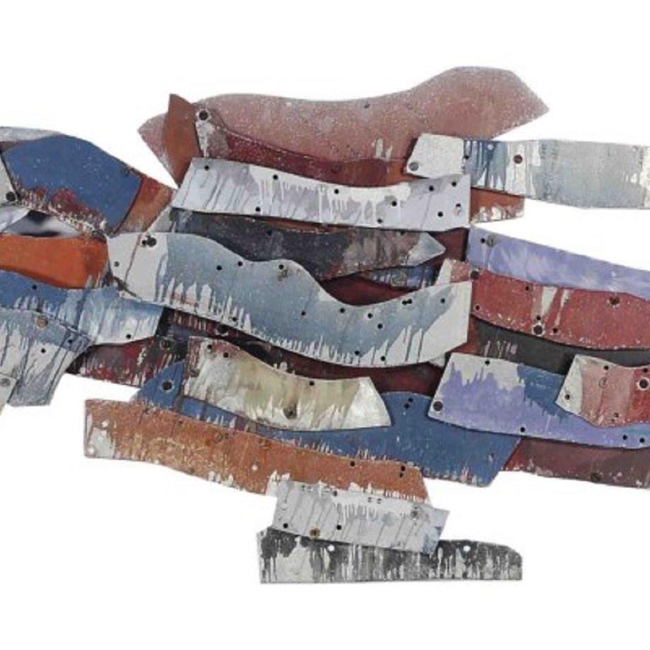 Huge Untitled Painted Metal Assemblage Sculpture, aluminum with nuts and bolts For Sale 2