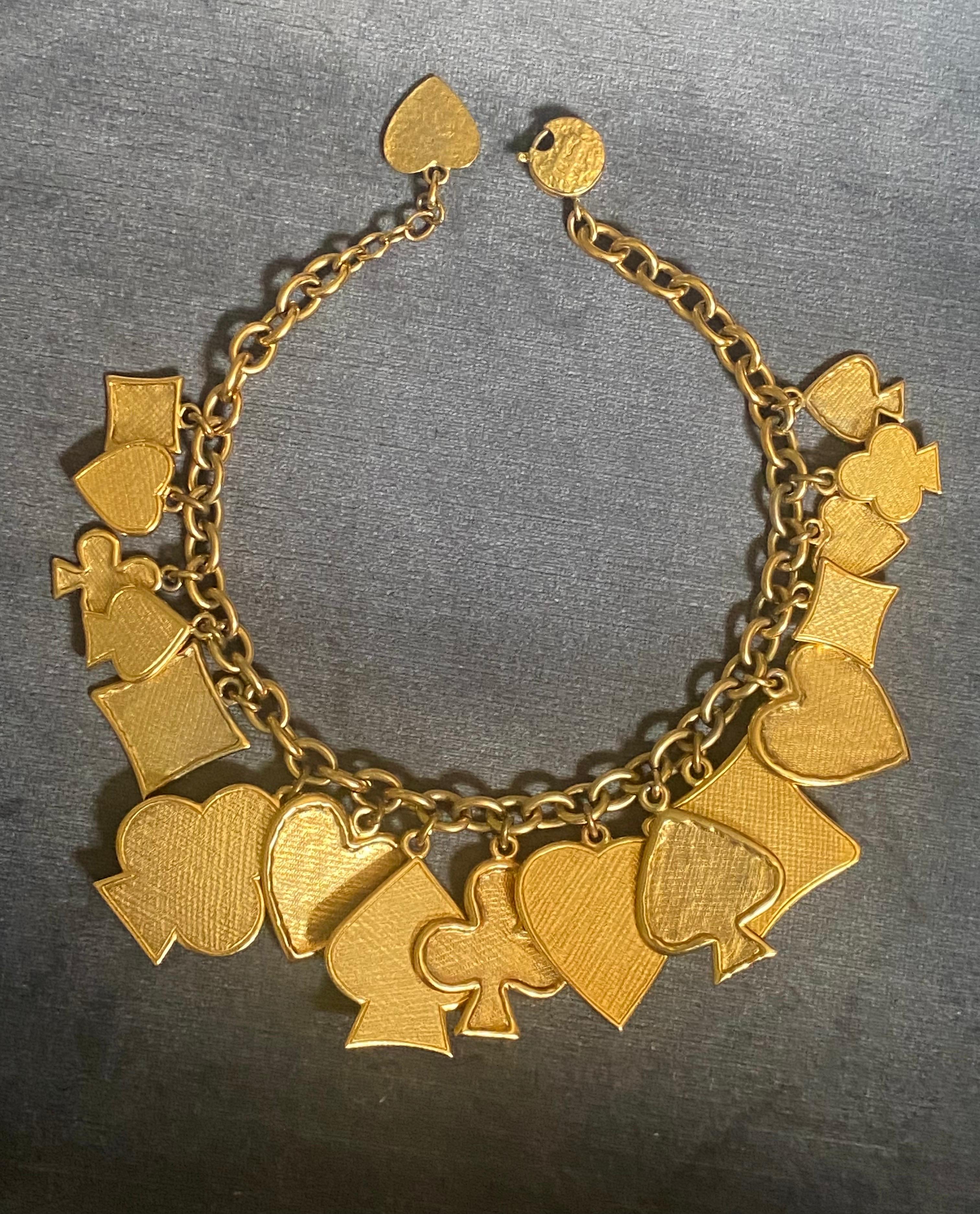Robert Goosens for Yves Saint Laurent 1980s Playing Card Suite Charm Necklace 7
