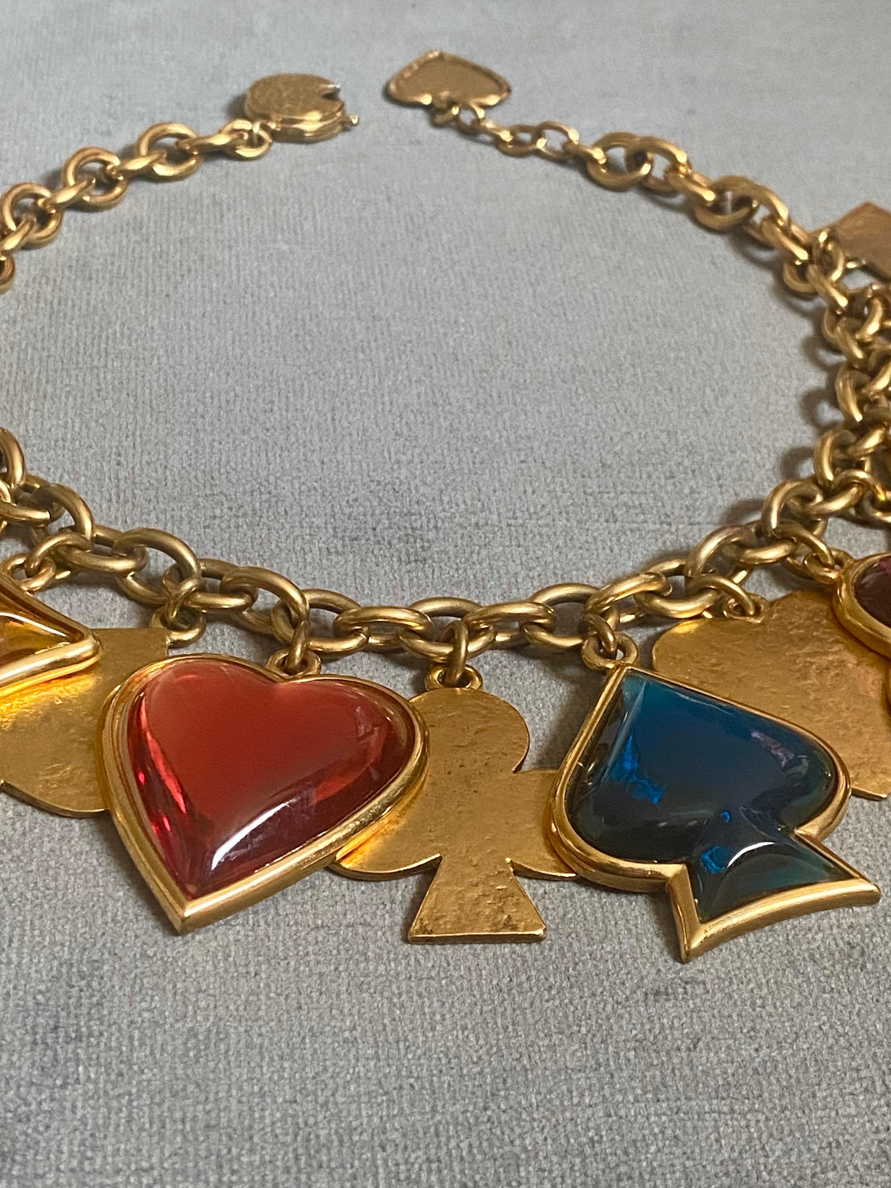 Robert Goosens for Yves Saint Laurent 1980s Playing Card Suite Charm Necklace 9