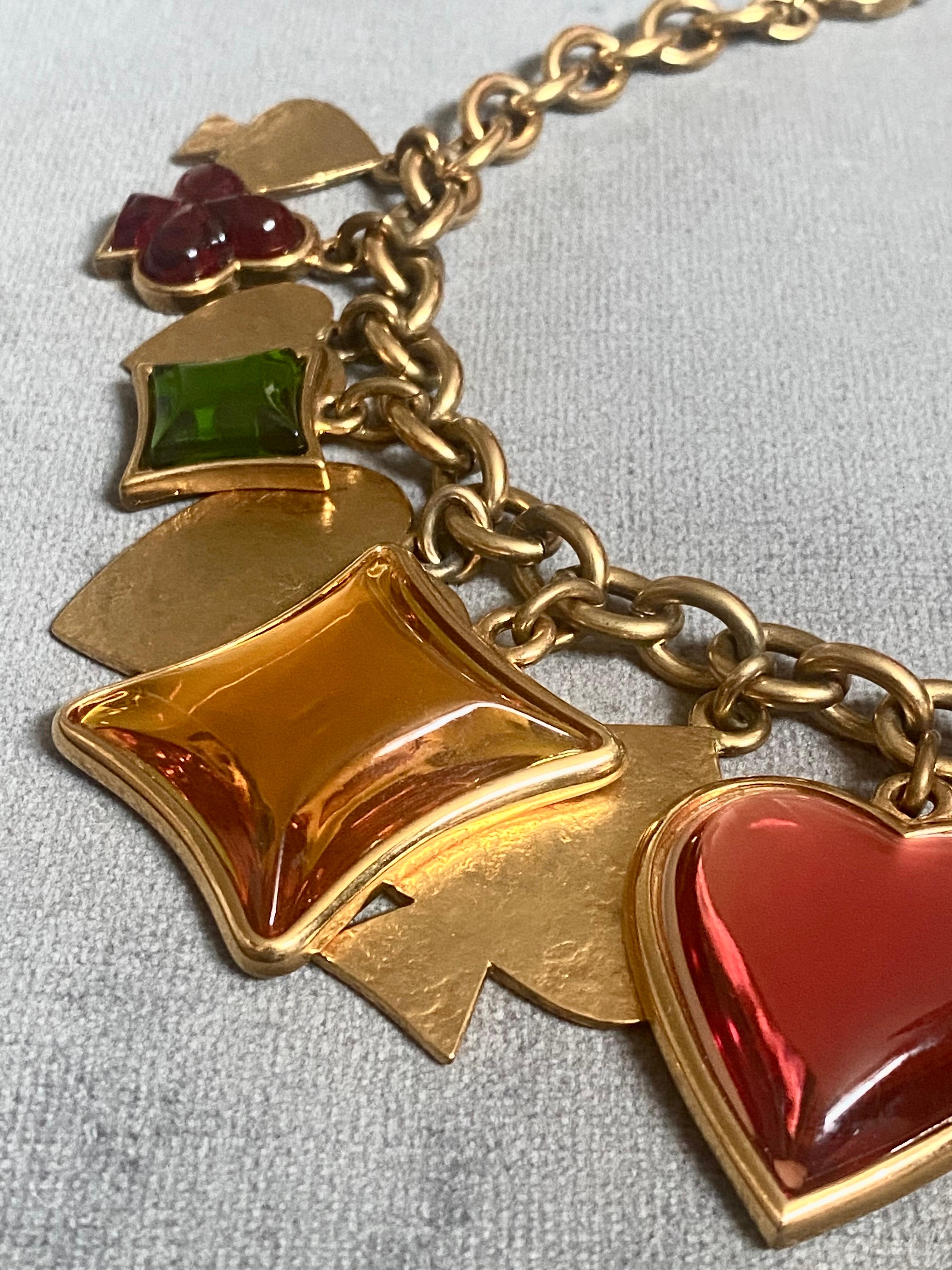 Robert Goosens for Yves Saint Laurent 1980s Playing Card Suite Charm Necklace 10