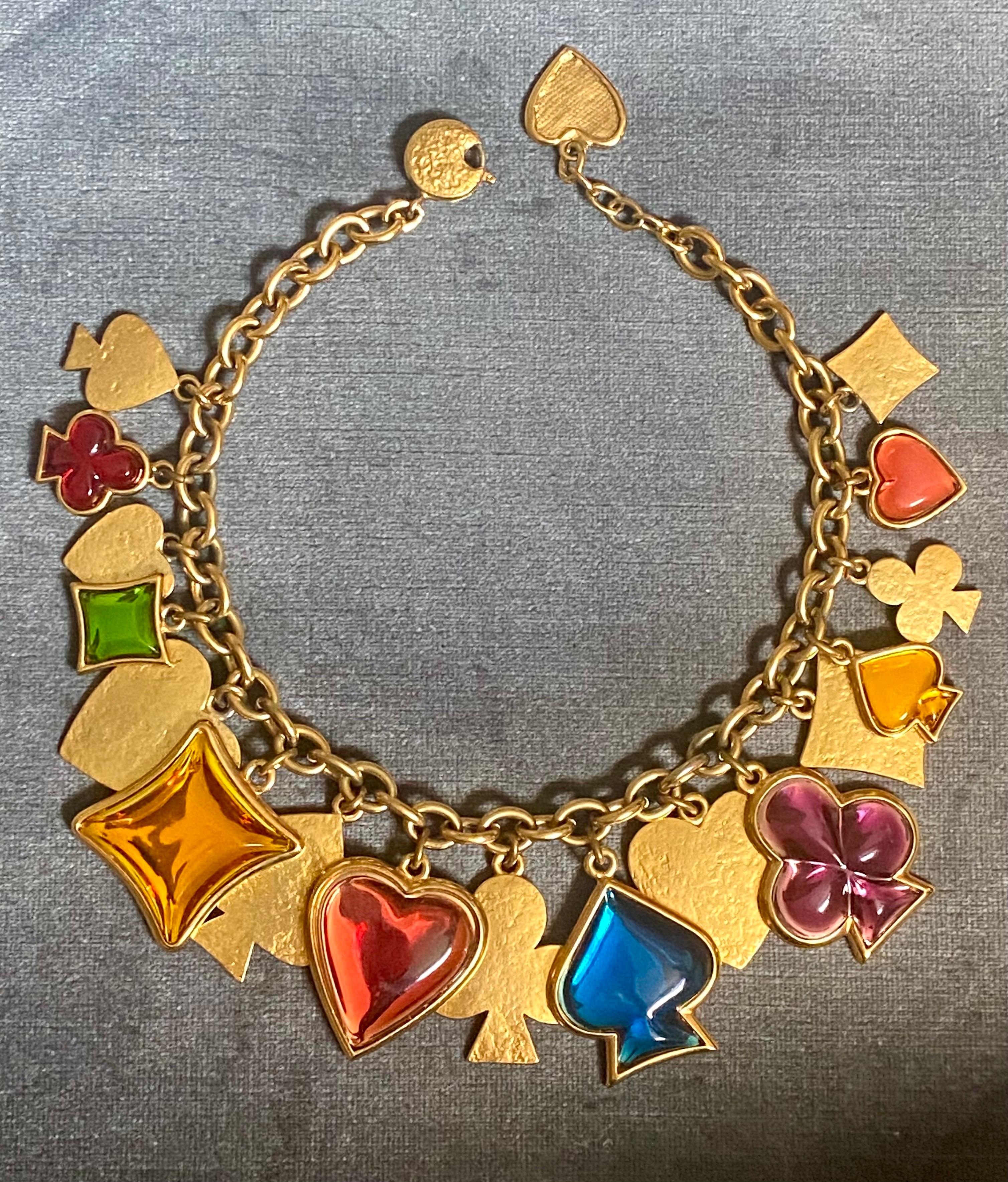 Robert Goosens for Yves Saint Laurent 1980s Playing Card Suite Charm Necklace 11
